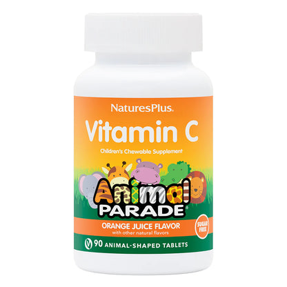 Natures Plus Source of Life Animal Parade Vitamin C - Orange Juice (Sugar-Free), 90 tabs.