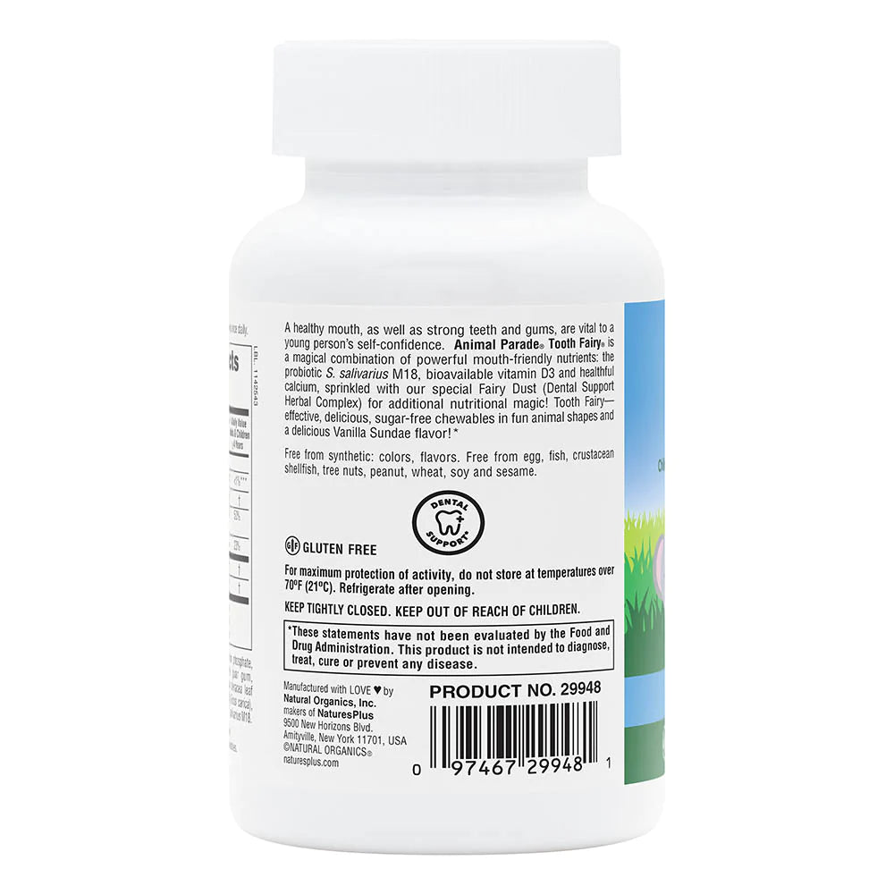 Natures Plus Source of Life Animal Parade Tooth Fairy Children's Chewable - Vanilla, 90 tabs.