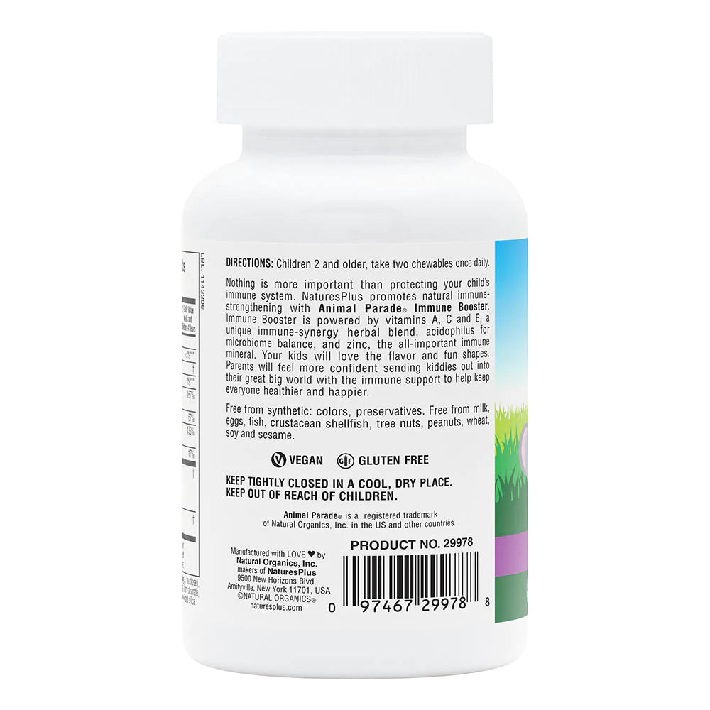 Natures Plus Source of Life Animal Parade Kids Immune Booster - Tropical Berry, 90 tabs.