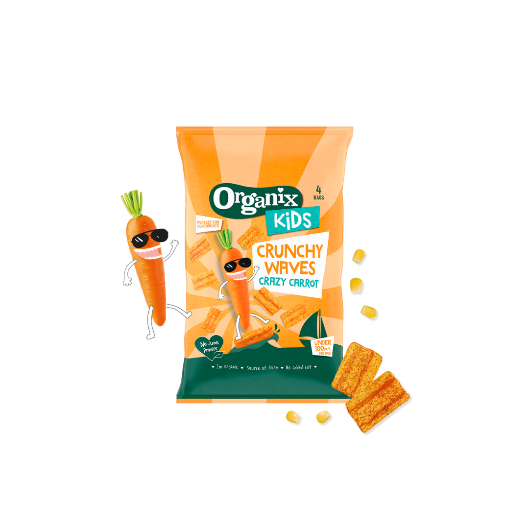 Organix Kids Crunchy Waves-Crazy Carrot, 4 x 14g.