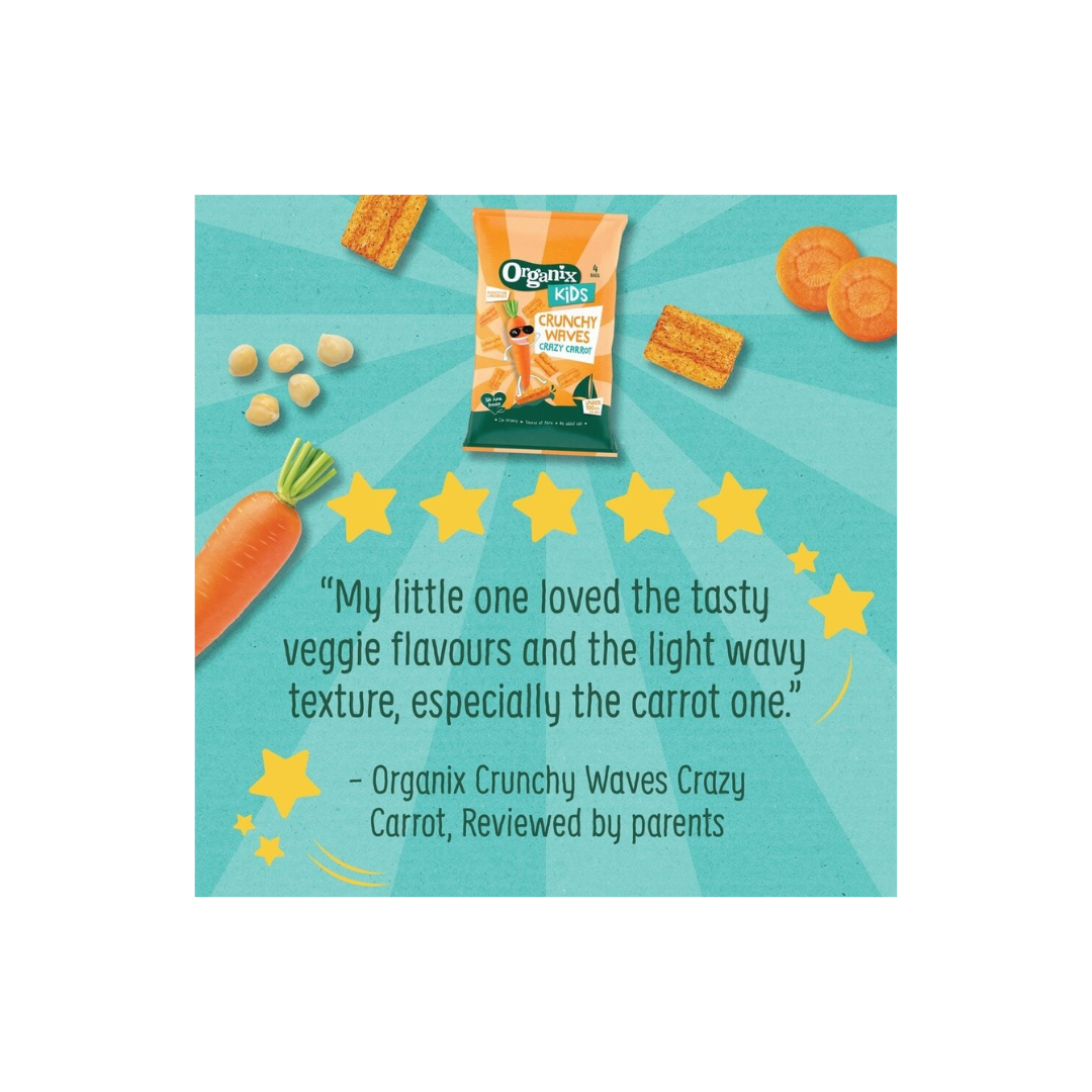 Organix Kids Crunchy Waves-Crazy Carrot, 4 x 14g.