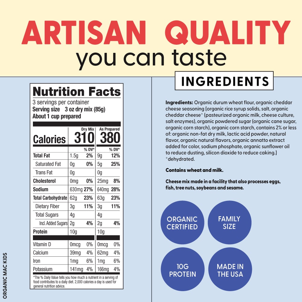 Pastabilities Organic Shaped Pasta (Mac 'N Cheese), Princess,255g