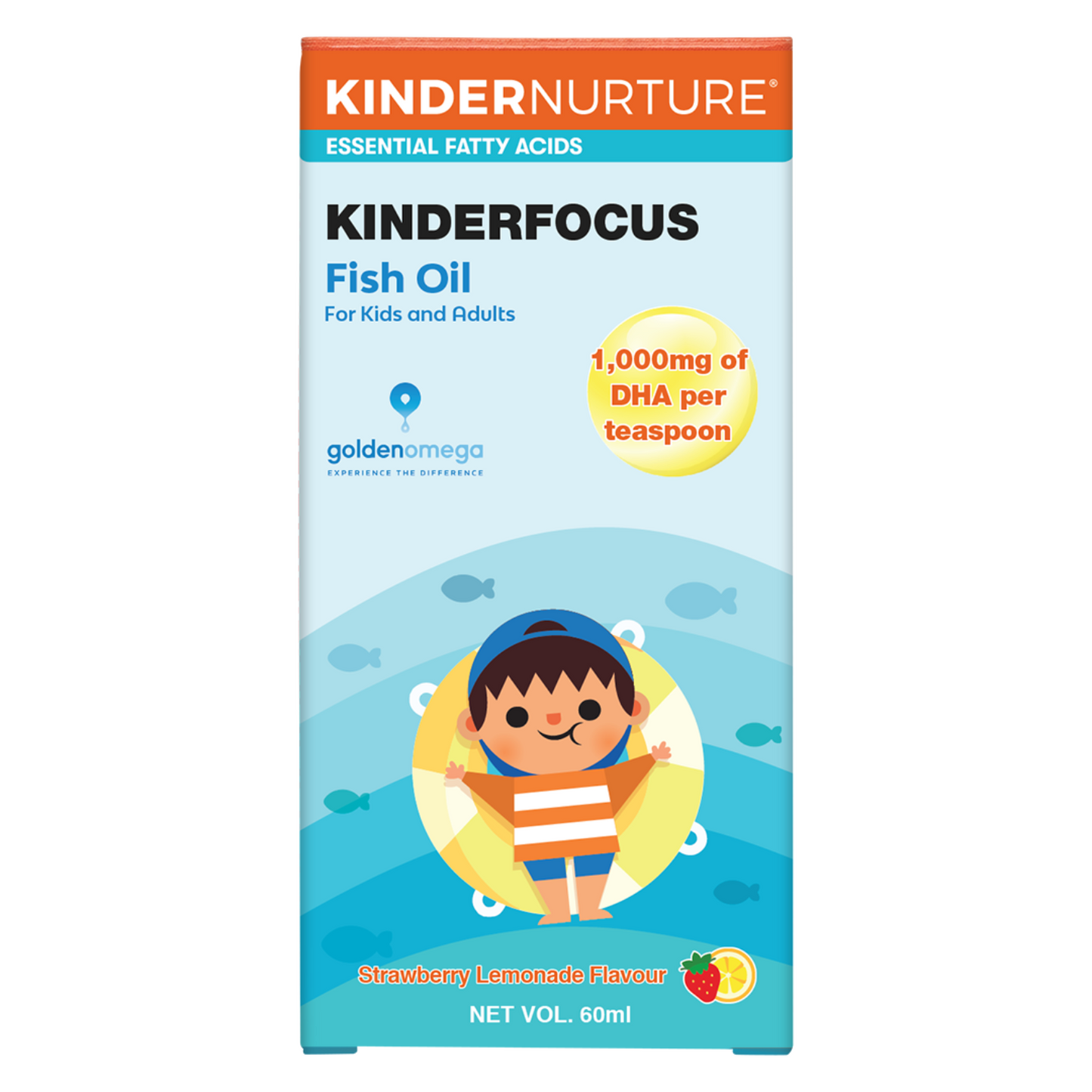 KinderNurture KinderFocus Fish Oil- Strawberry Lemonade, 60ml