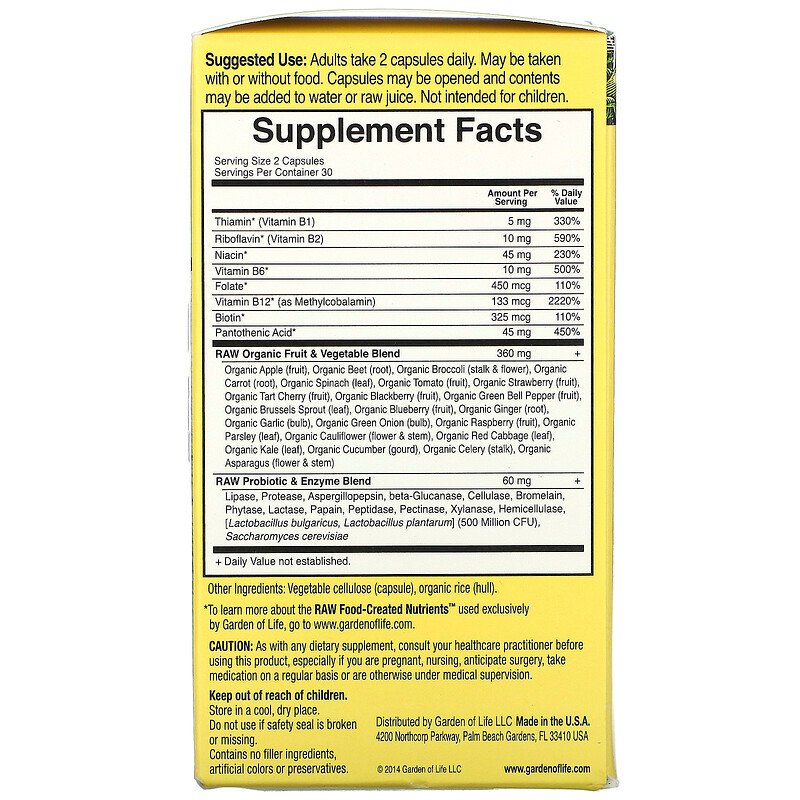 Garden of Life Vitamin Code Raw B-Complex, 60 vcaps.