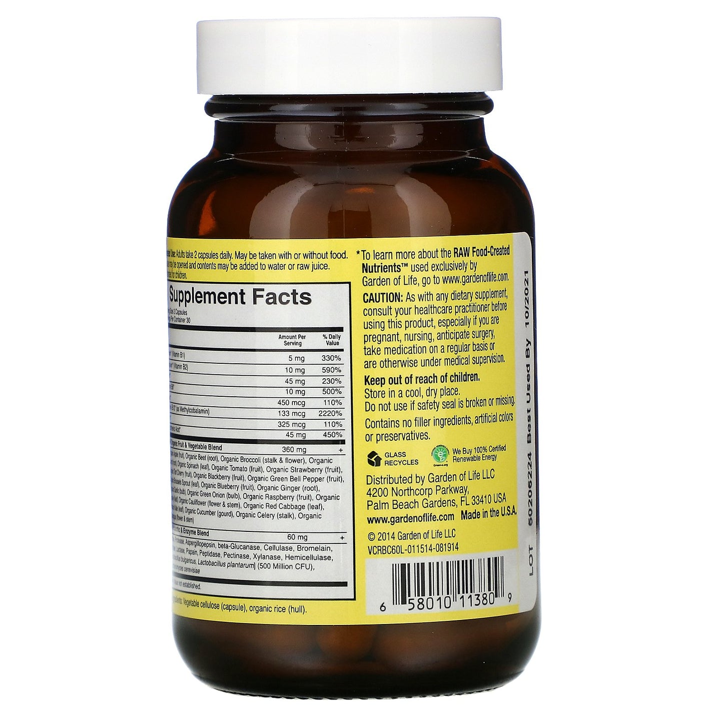 Garden of Life Vitamin Code Raw B-Complex, 60 vcaps.