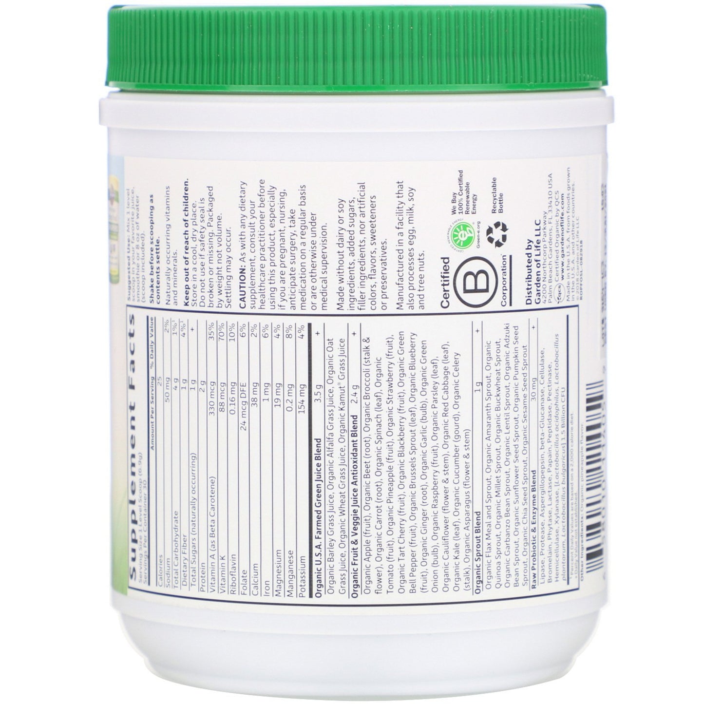 Garden of Life Perfect Food Raw - Organic (Powder), 209 g.