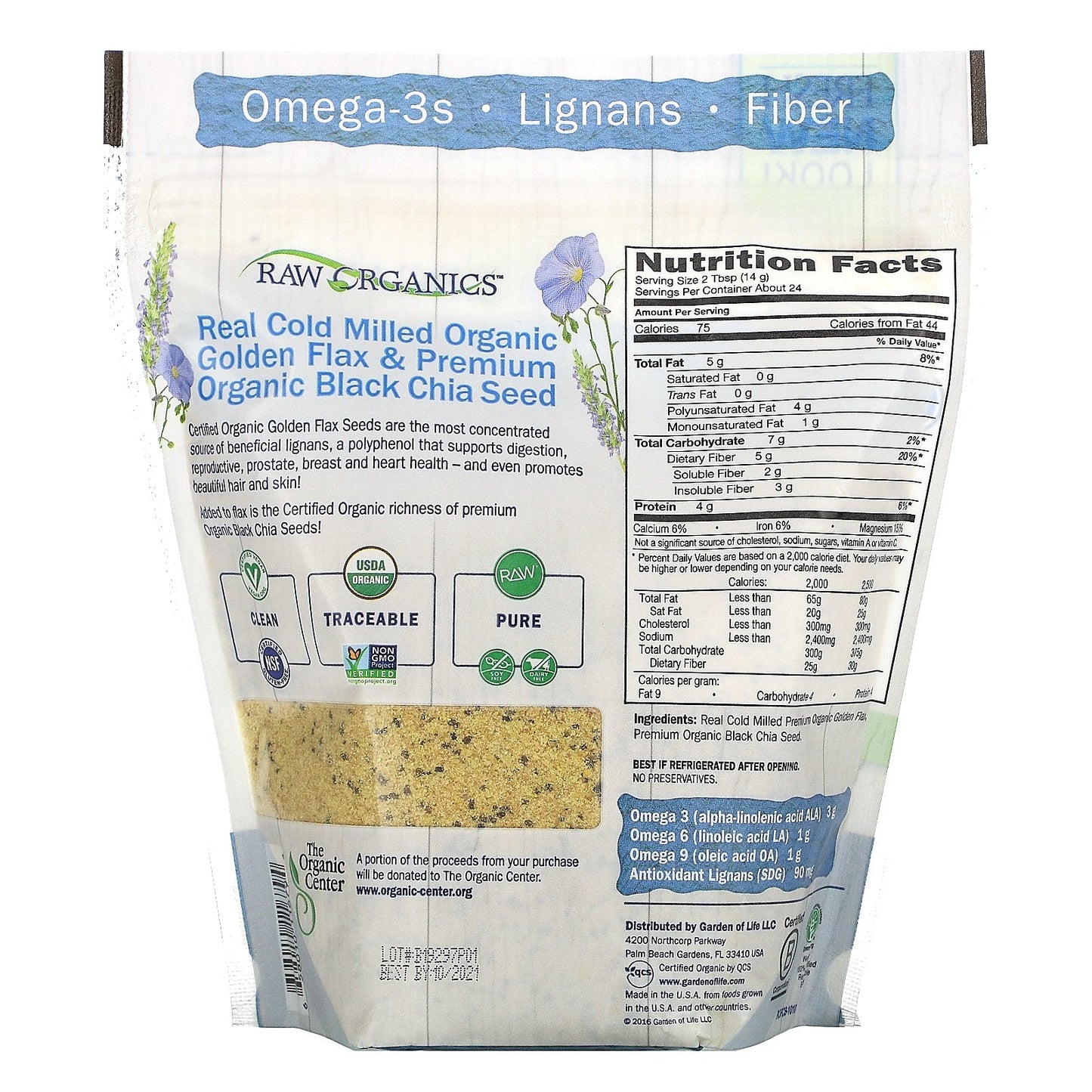 Garden of Life RAW Organics - Organic Golden Flax Seed & Organic Chia Seed, 340 g.