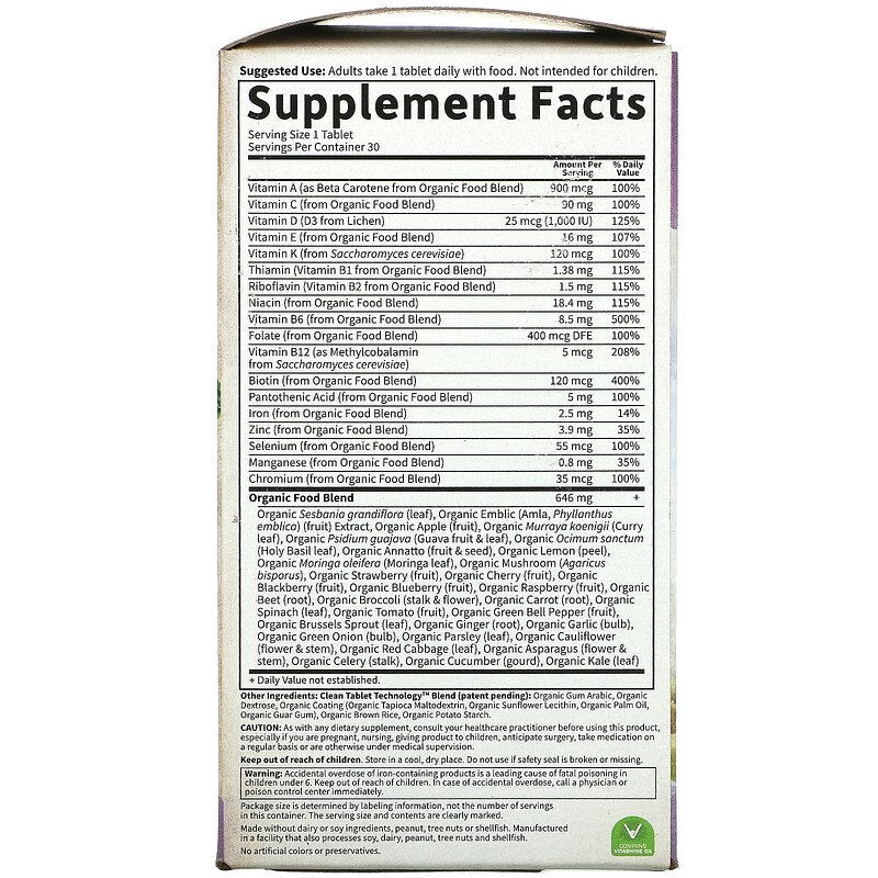 Garden of Life mykind Organics Women's Once Daily, 30 vtabs.