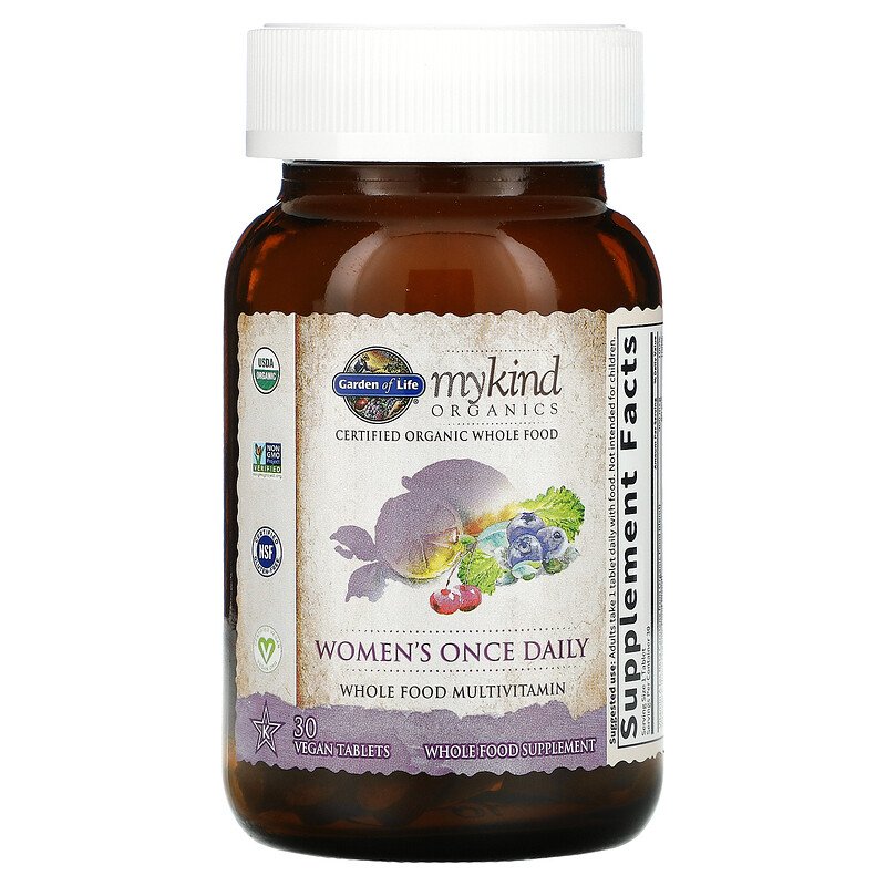 Garden of Life mykind Organics Women's Once Daily, 30 vtabs.