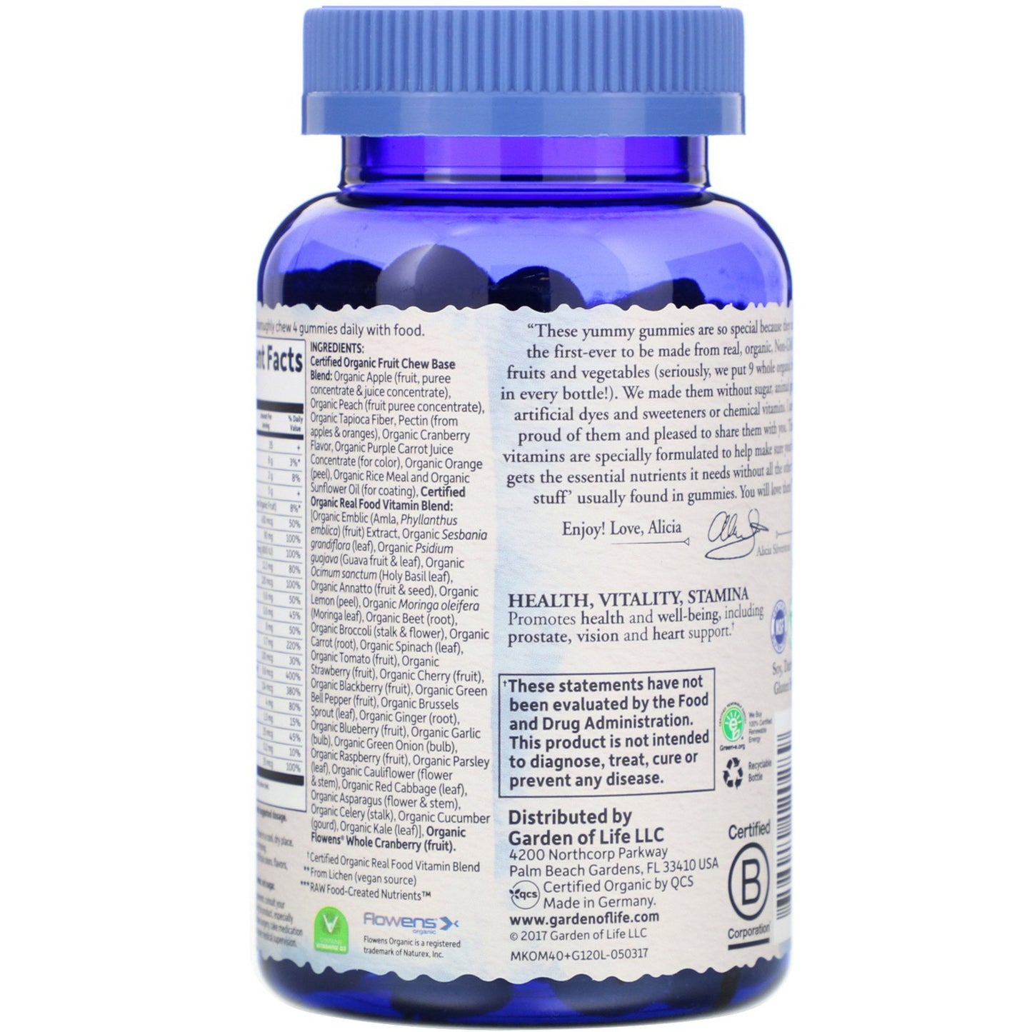 Garden of Life mykind Organics Men's 40 Multi Gummy, 120 gums.