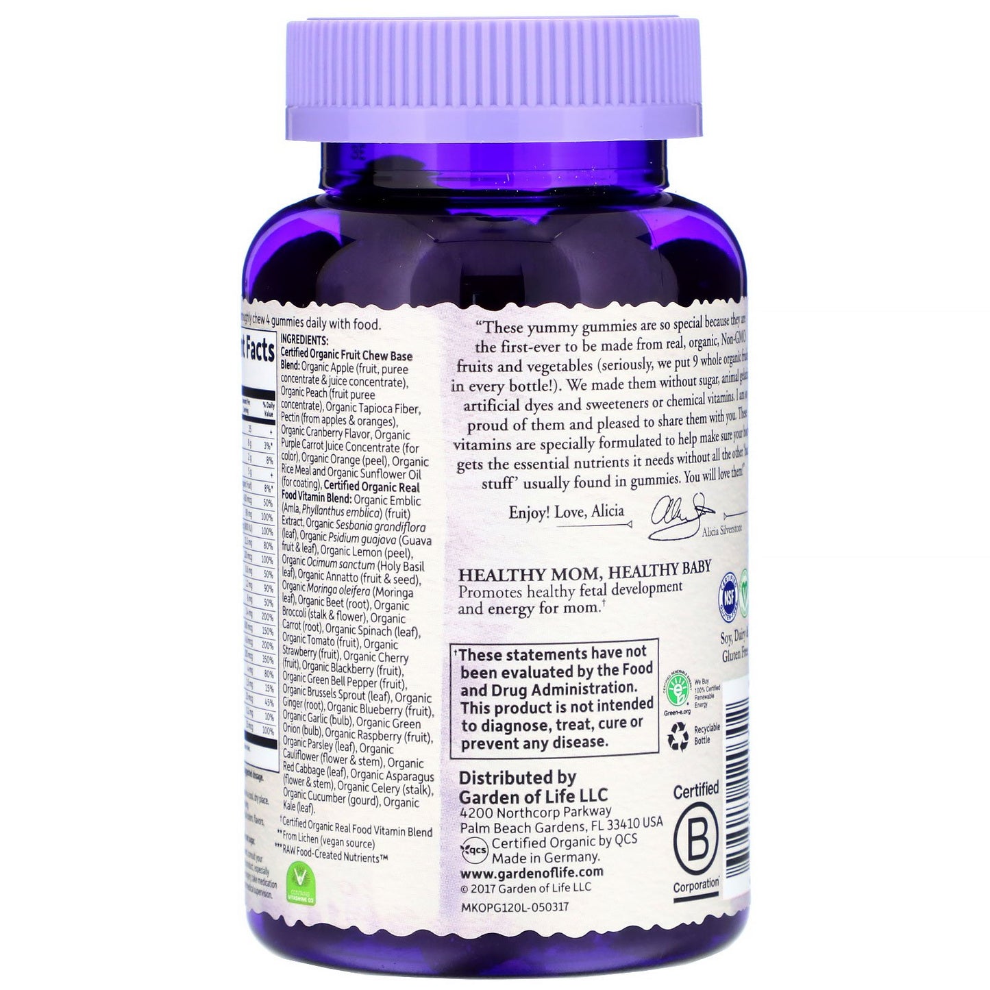 Garden of Life mykind Organics Prenatal Multi Gummy, 120 gums.