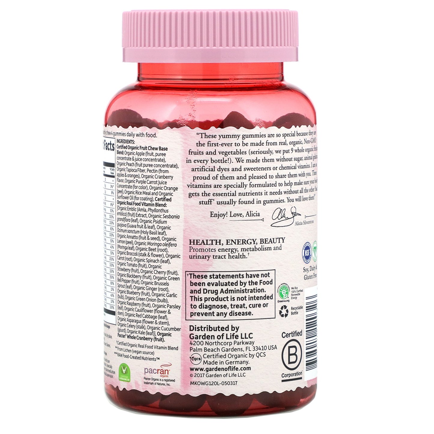 Garden of Life mykind Organics Women's Multi Gummy, 120 gums.