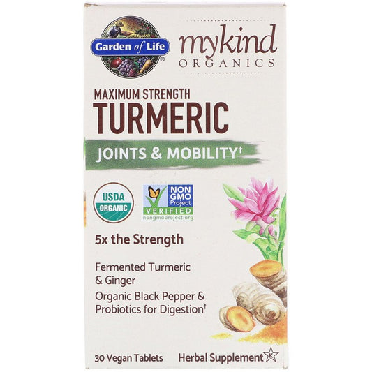Garden of Life mykind Organics Max Strength Turmeric Joints and Mobility, 30 tabs.