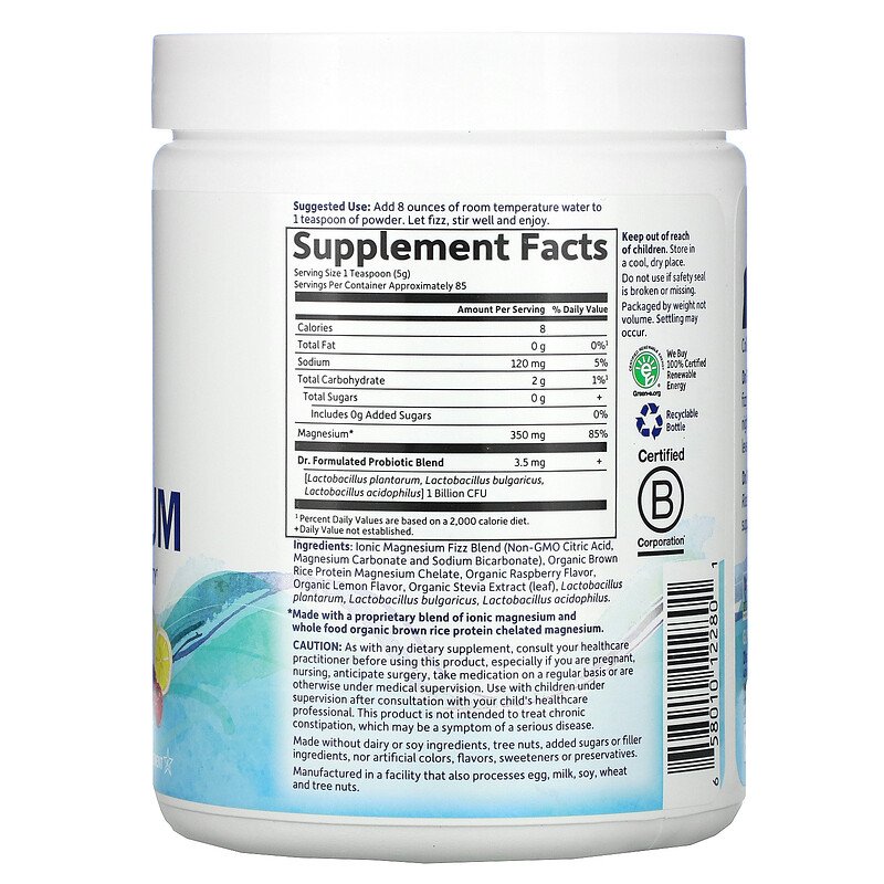 Garden of Life Dr. Formulated Magnesium Powder- Raspberry Lemon, 425.1 g.