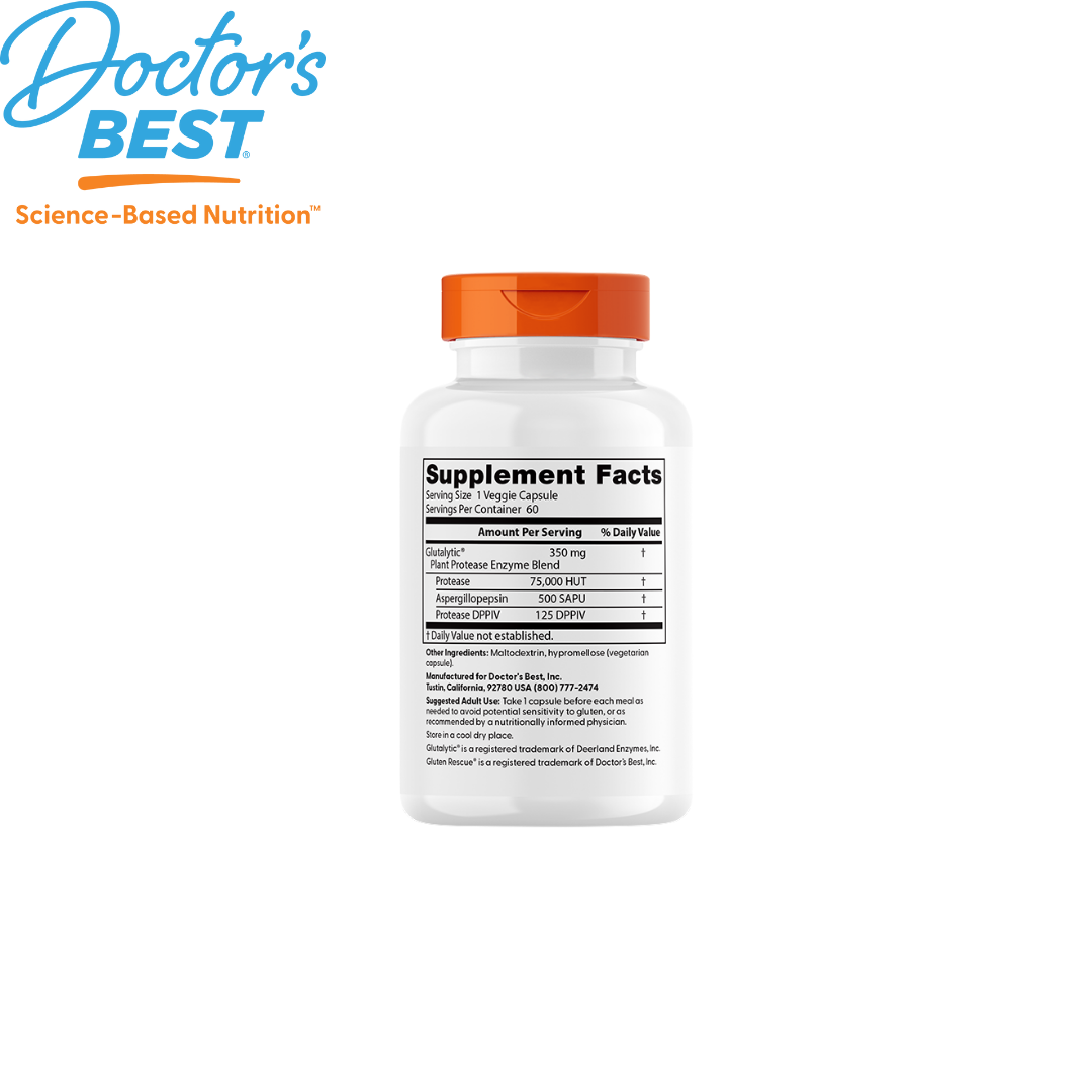 Doctor's Best Gluten Rescue with Glutalytic, 60 vcaps