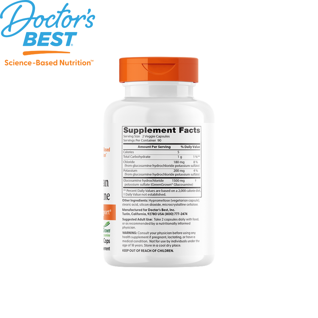Doctor's Best Vegan Glucosamine Sulfate with GreenGrown Glucosamine 750mg, 180 vcaps