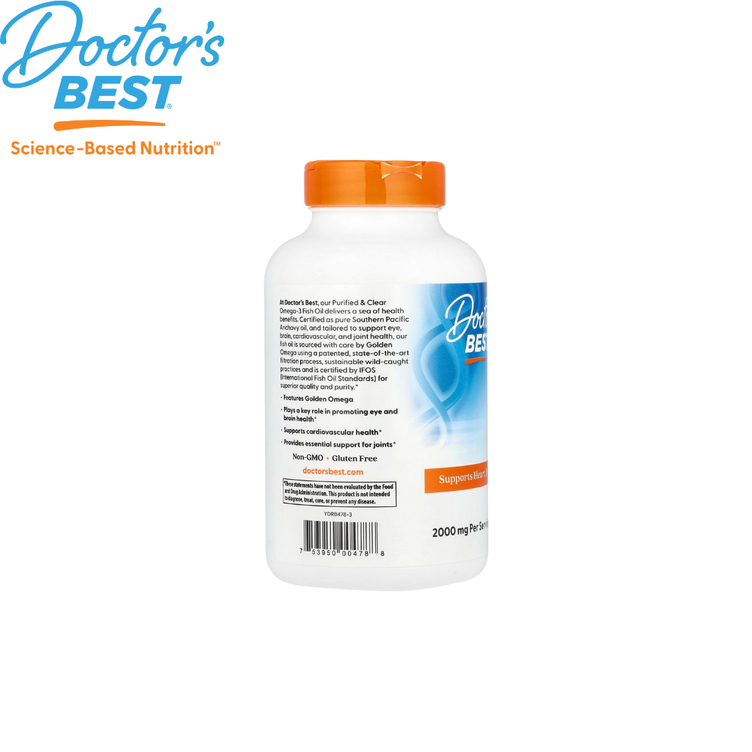 Doctor's Best Purified & Clear Omega 3 Fish Oil, 120 sgls