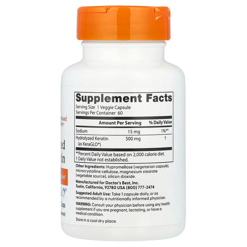 Doctor's Best Hydrolyzed Keratin 500 mg, 60 vcaps.