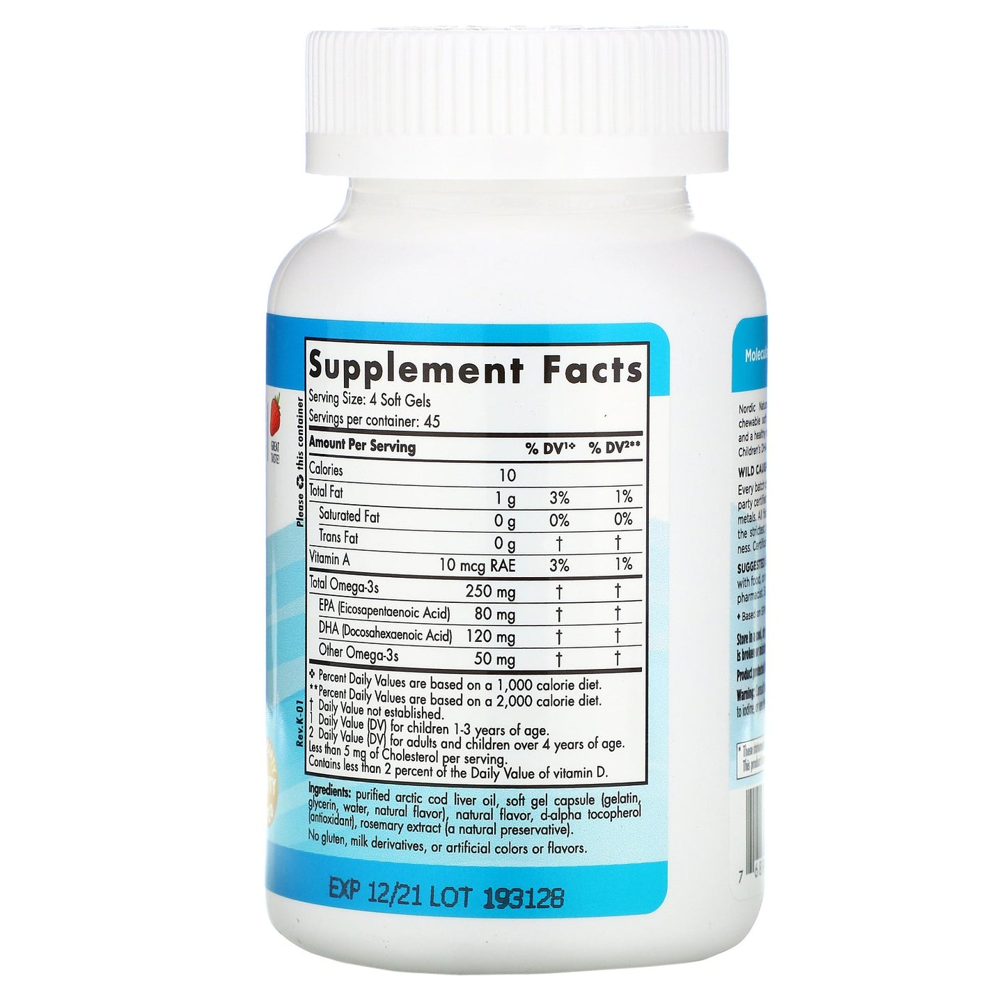 Nordic Naturals Children's DHA 250 mg - Strawberry, 180 sgls.
