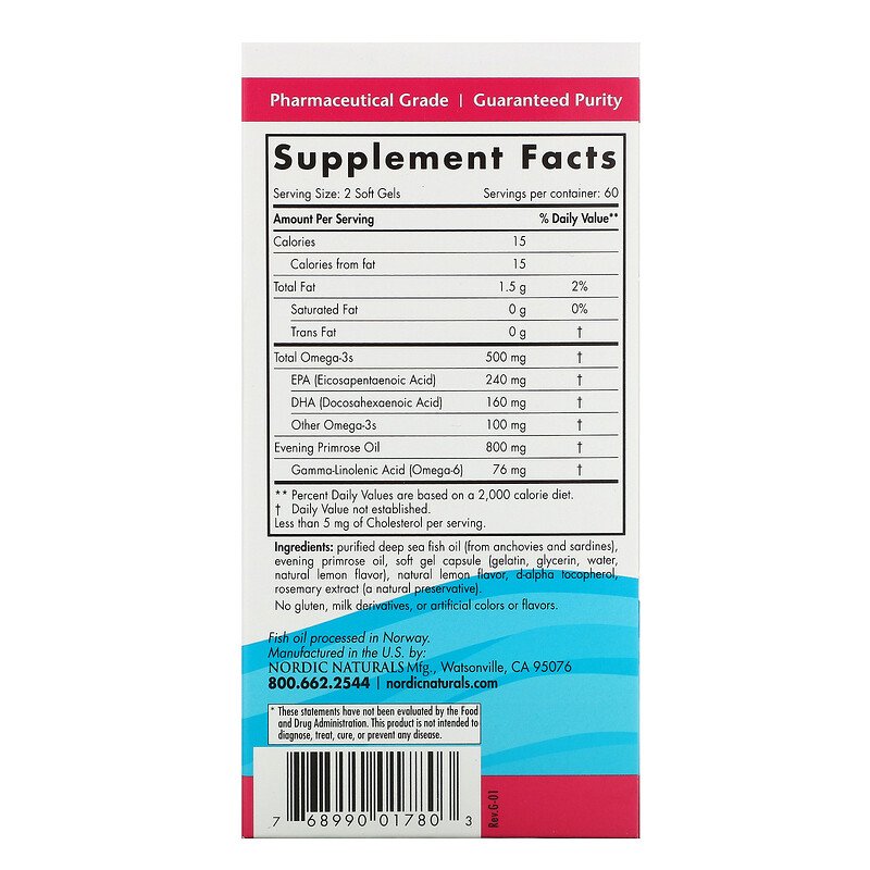 Nordic Naturals Omega Woman 500 mg - Lemon, 120 sgls.
