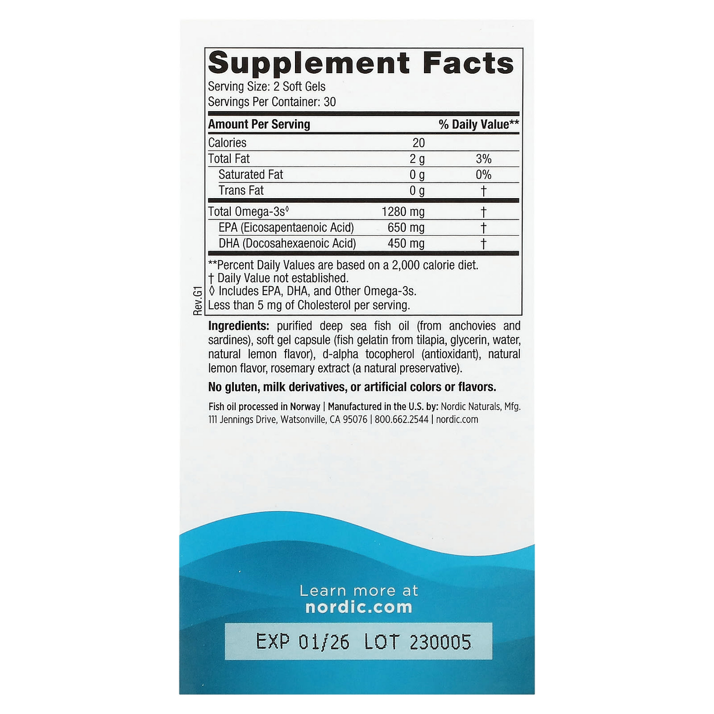 Nordic Naturals Ultimate Omega 1000 mg Fish Gelatin - Lemon, 60 sgls.