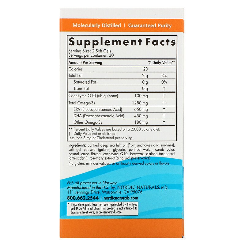Nordic Naturals Ultimate Omega + CoQ10 1000 mg - Plain, 60 sgls.