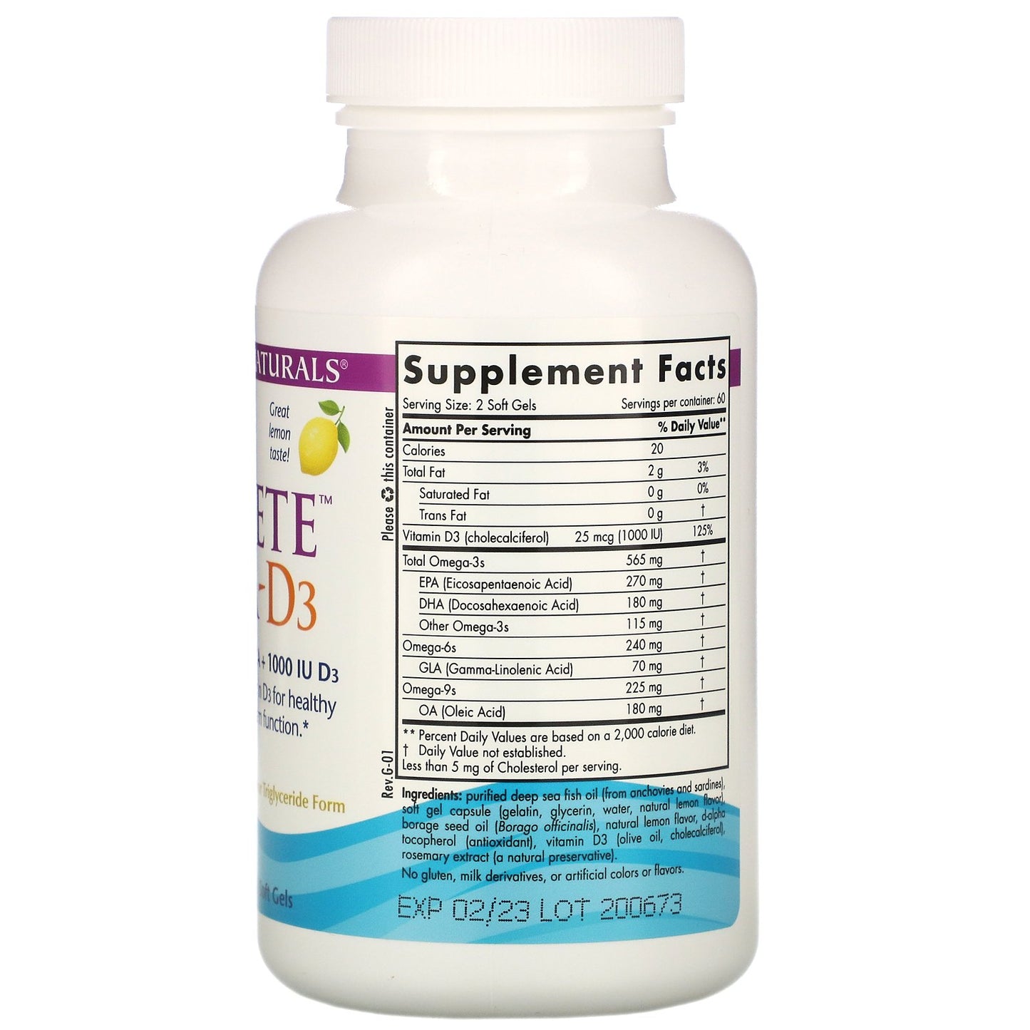 Nordic Naturals Complete Omega-D3 1000 mg - Lemon, 120 sgls.