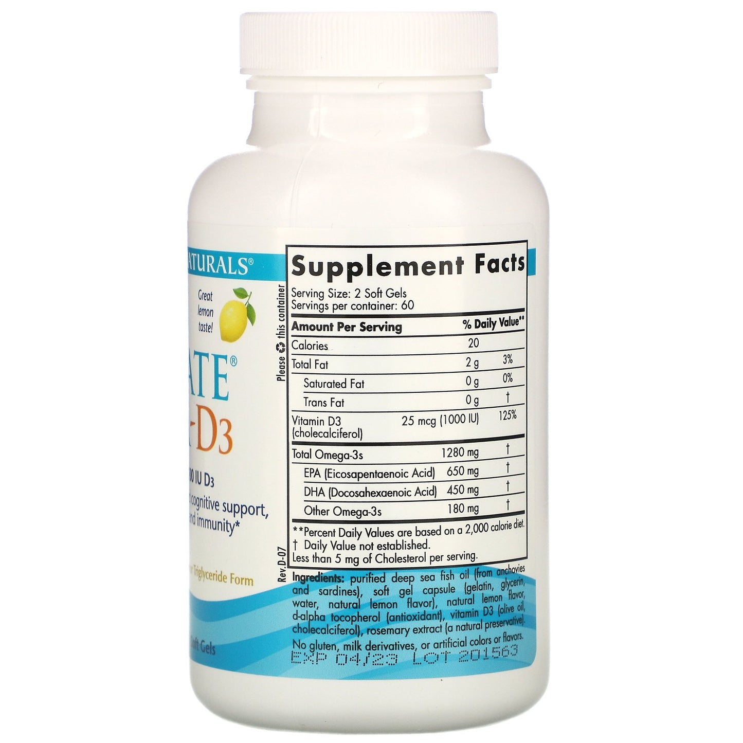 Nordic Naturals Ultimate Omega-D3 1000 mg - Lemon, 120 sgls.