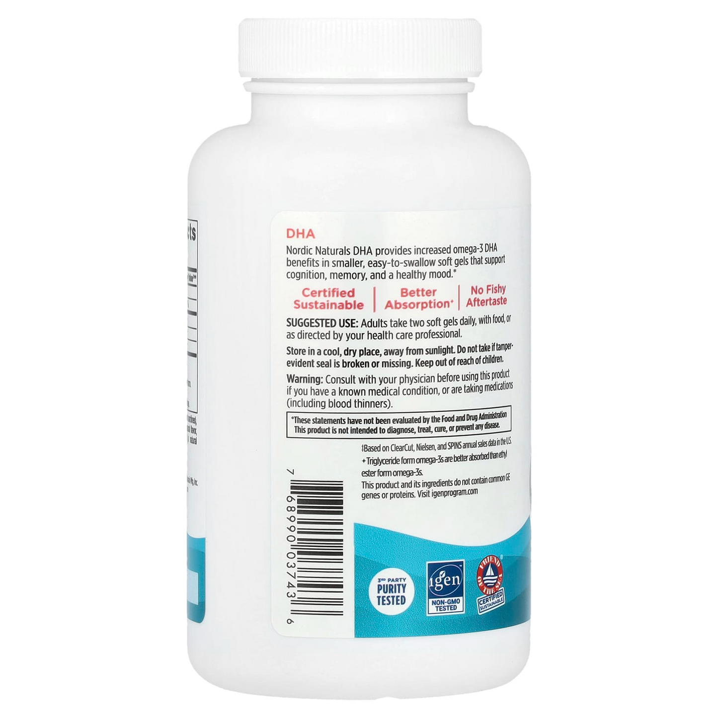 Nordic Naturals DHA 500 mg - Strawberry, 180 sgls.