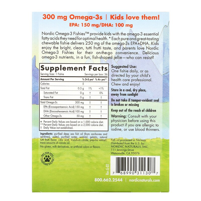 Nordic Naturals Nordic Omega-3 Fishies - Tutti Frutti, 36 gums.