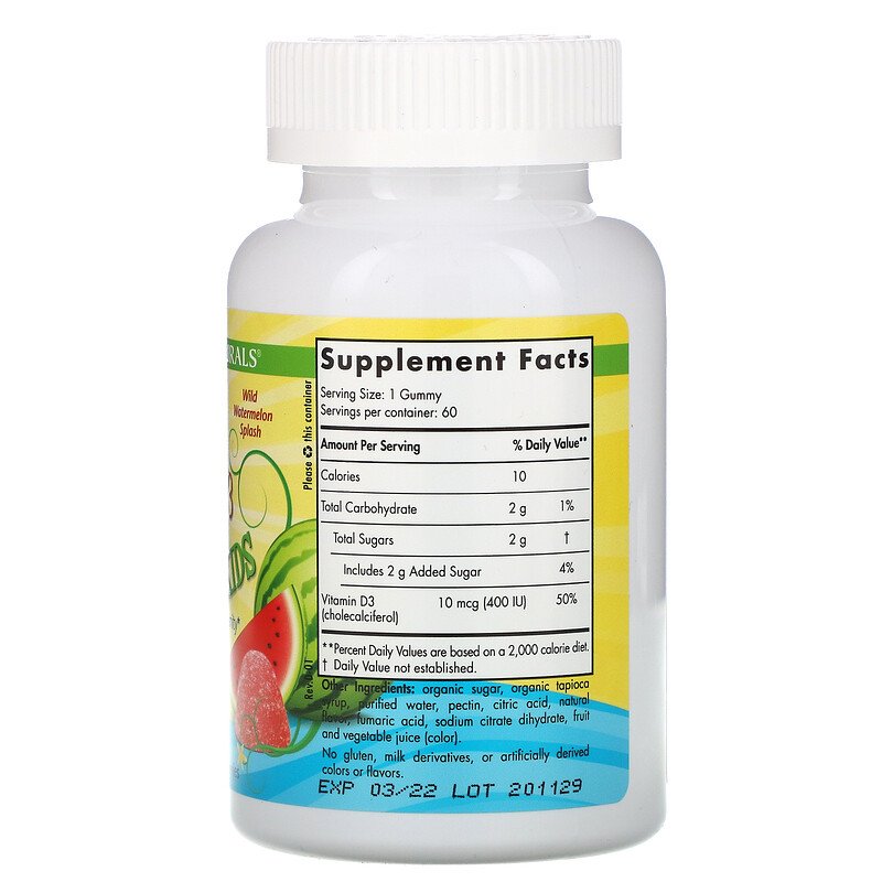 Nordic Naturals Vitamin D3 Gummies KIDS - Wild Watermelon Splash, 60 gums.