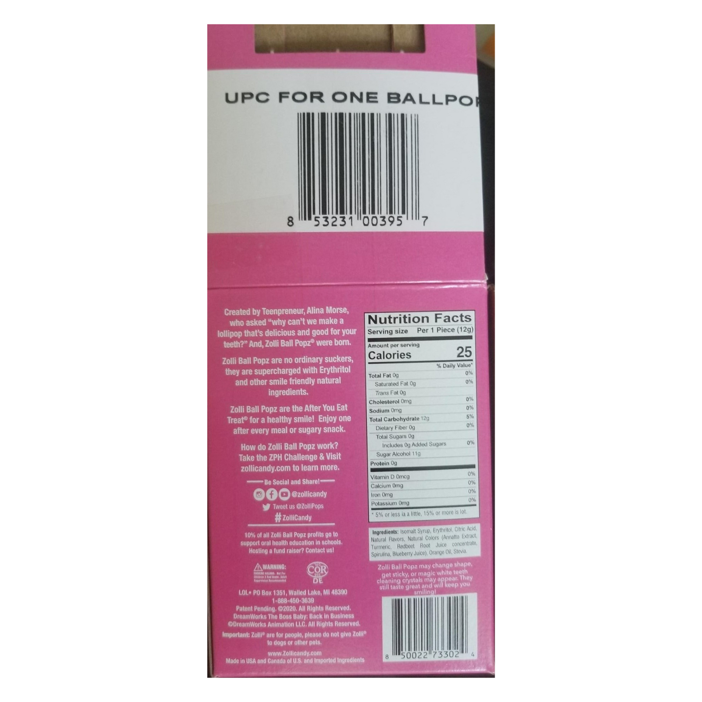 Zolli Ball Popz Assorted Fruit, 1 piece