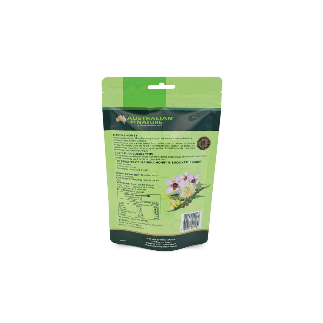 Australian By Nature Bio-Active Manuka Honey NPA 12+ & Eucalyptus Candy, 30's Bag