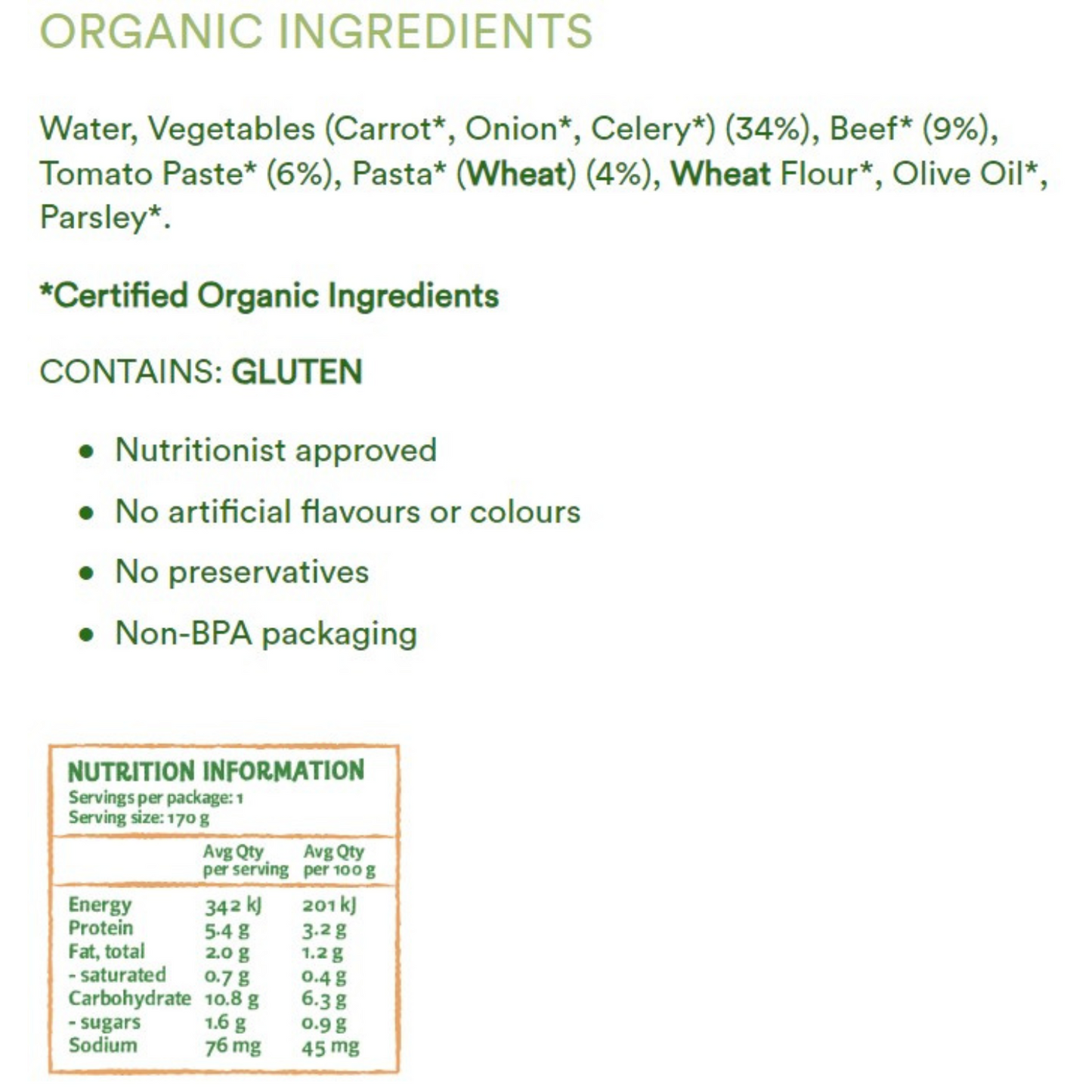 Only Organic Pumpkin Potato & Beef (8 mths+), 170 g .