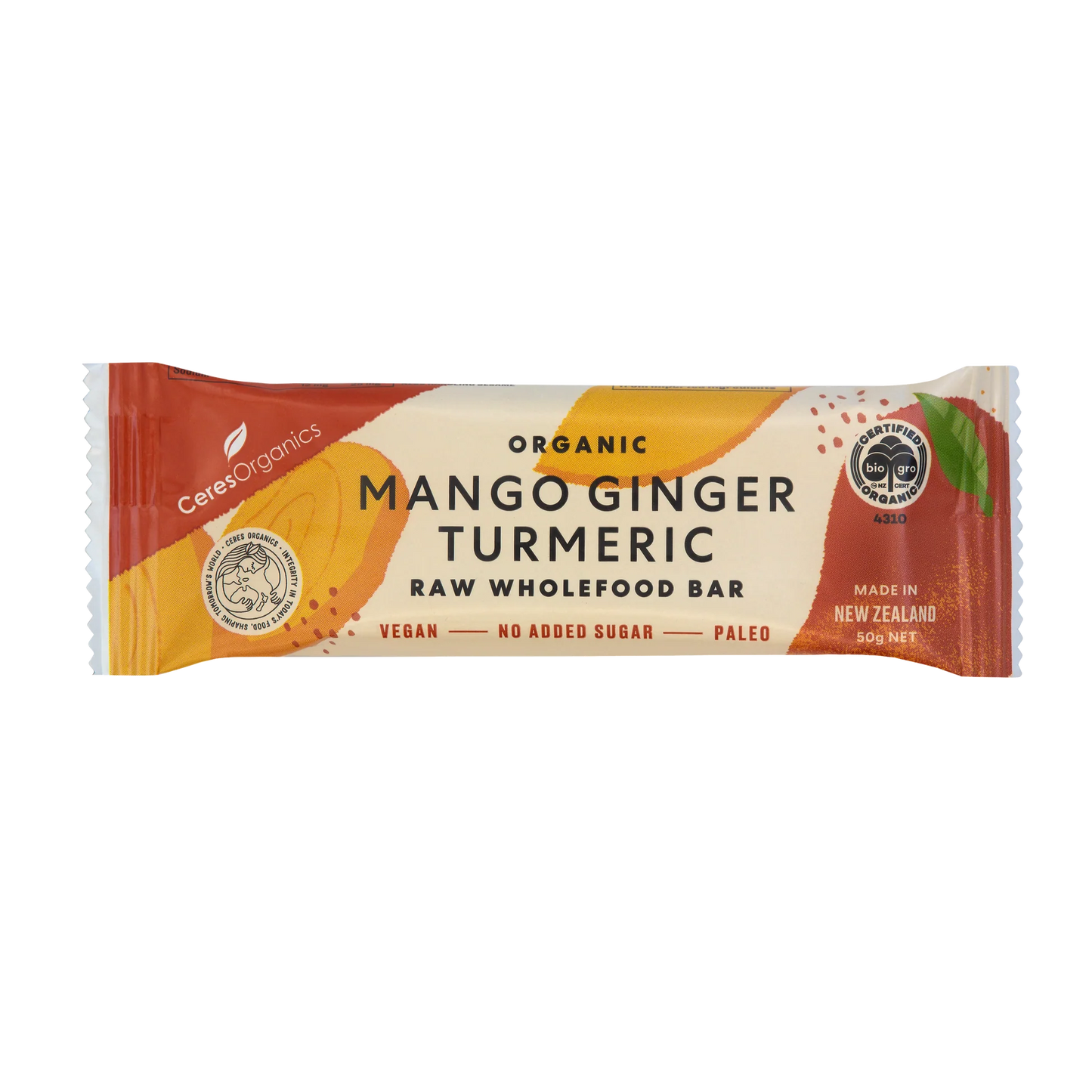 Ceres Organics Organic Mango Ginger Turmeric Raw Wholefood Bar, 50g