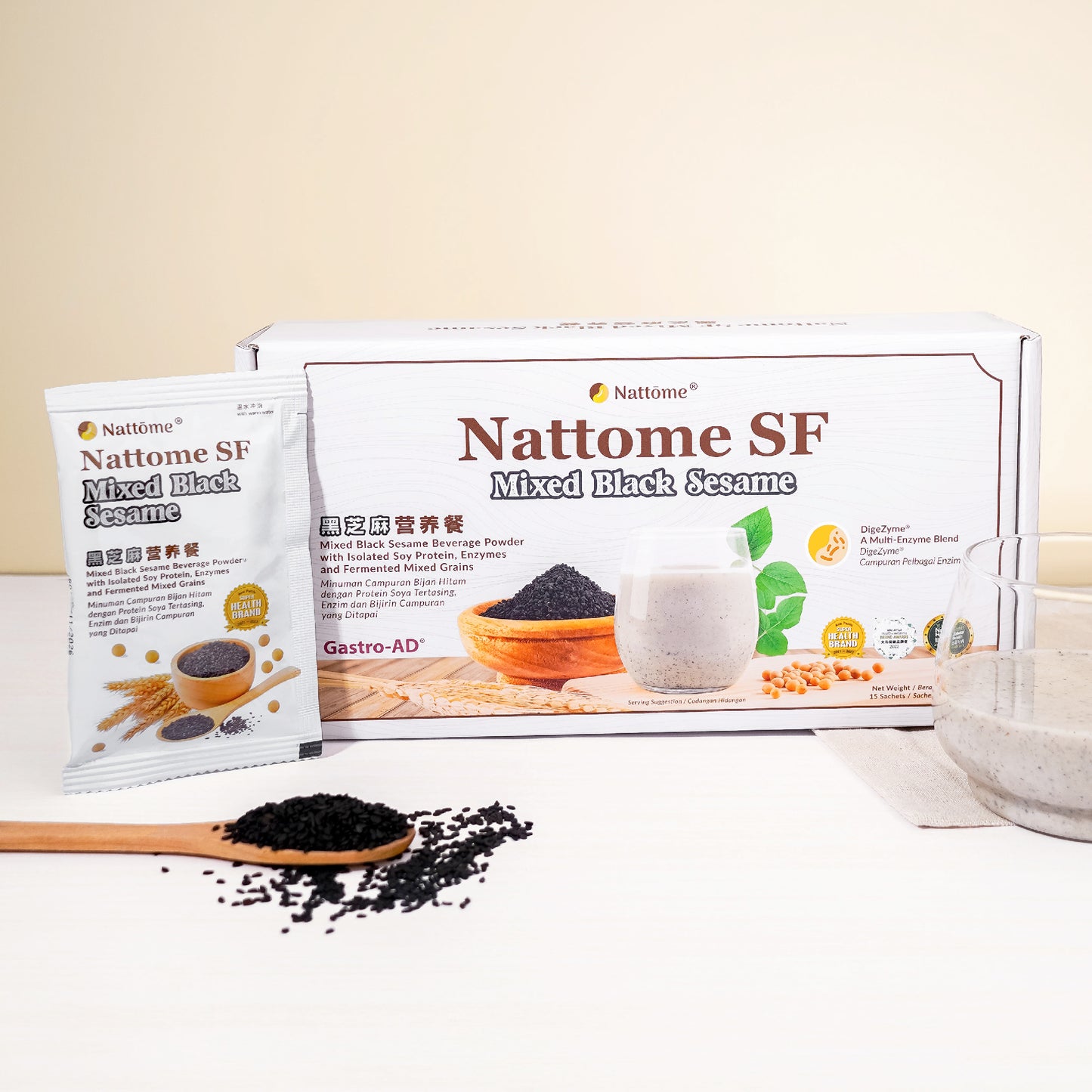 Nattome Stomach Food - Mixed Black Sesame, 15s x 20g.