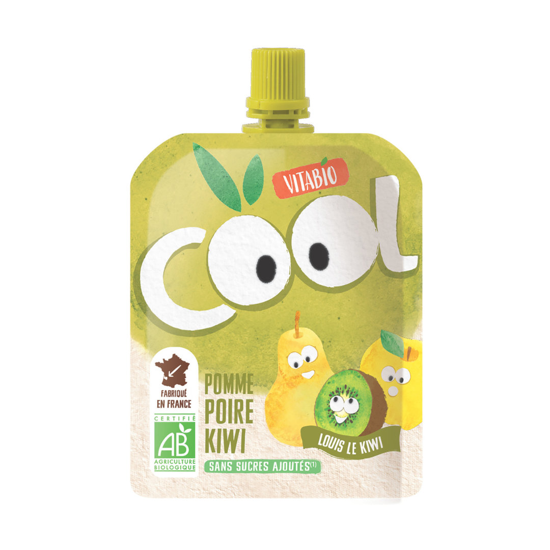 Vitabio Cool Fruits Pear Kiwi Apple-Acerola Organic Puree, 90 g.