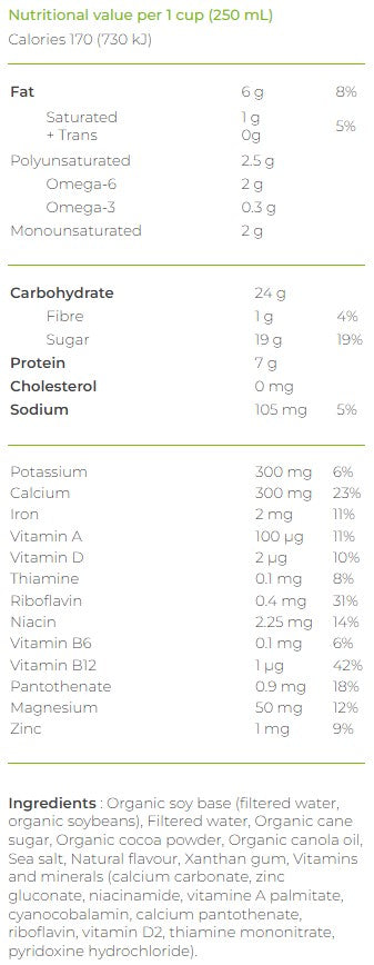 Natur-a Enriched Soy Beverage - Chocolate (Organic), 946 ml.