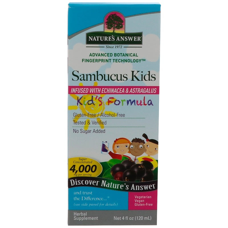 Nature's Answer Sambucus Black Elder Berry Extract (A/F) - Kids' Formula, 120ml.-NaturesWisdom