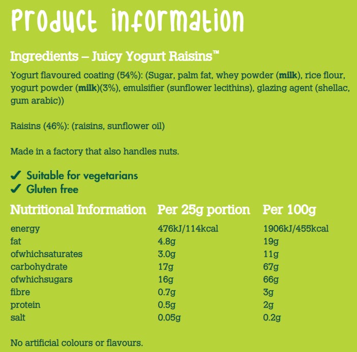 Fruit Bowl Yogurt Flakes- Raisins, 5 x 21g.