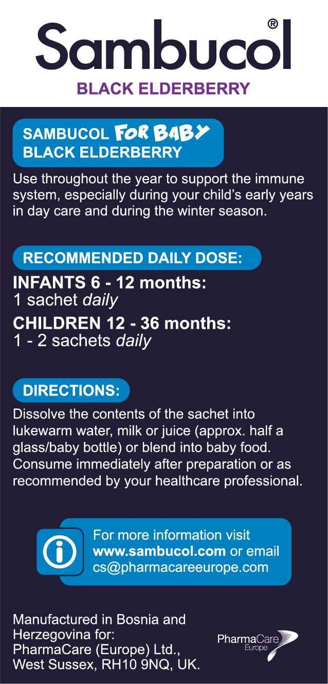 Sambucol Black Elderberry Powder for Baby, 14 sachets. (Immune Booster Collection)