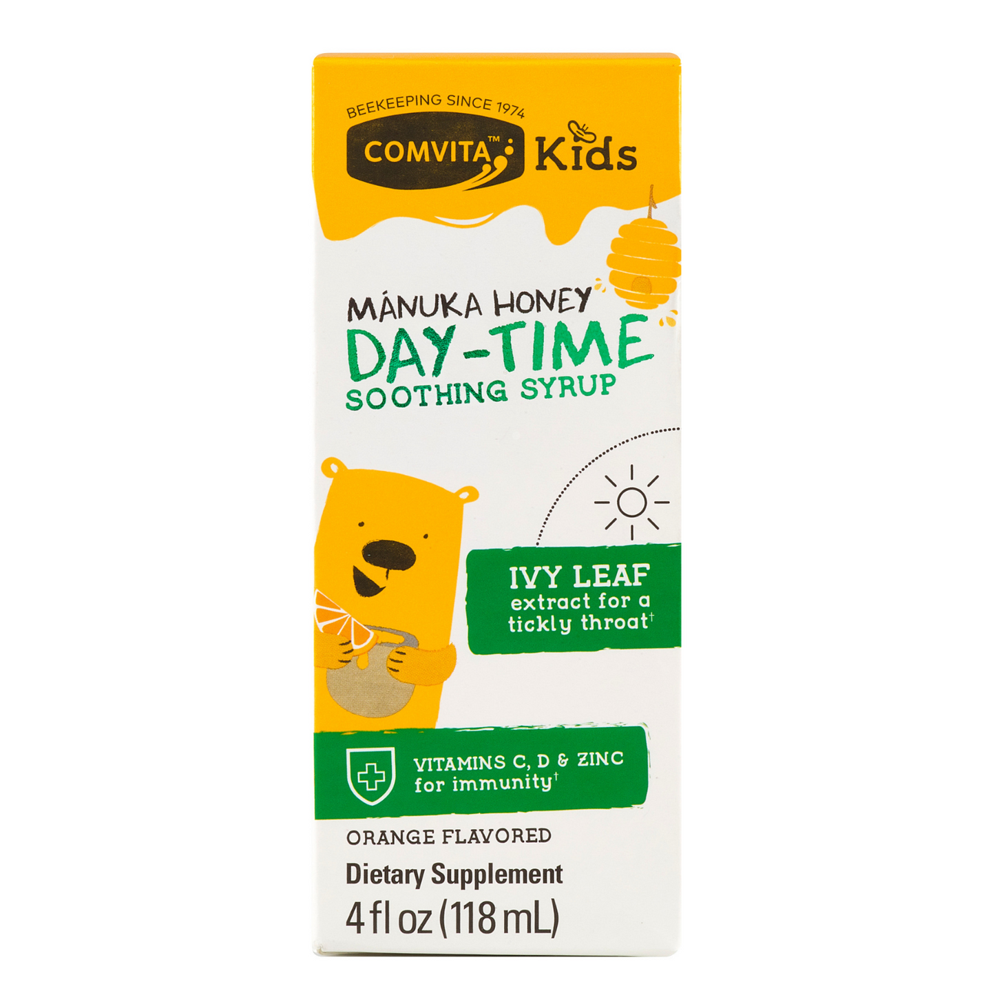 Comvita Kids Day-Time Soothing Syrup- Orange Flavour, 118 ml.