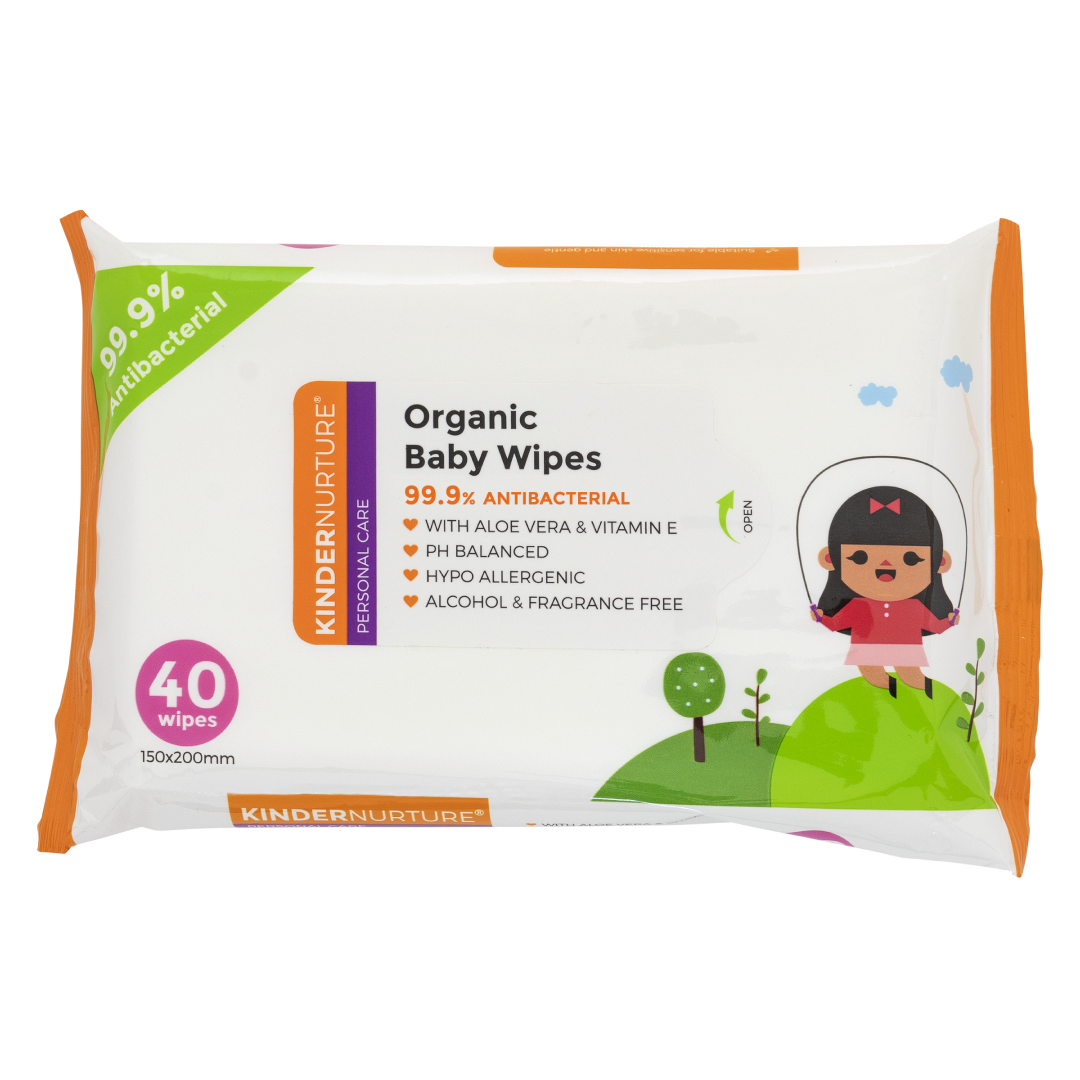 [Bundle of 12] KinderNurture Organic Baby Wipes, 40 wipes - New Batch