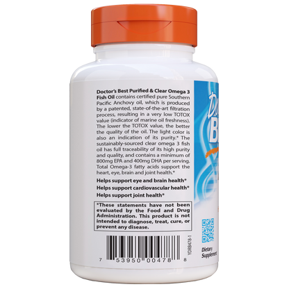 Doctor's Best Purified & Clear Omega 3 Fish Oil, 120 sgls【25% OFF Auto Discount】