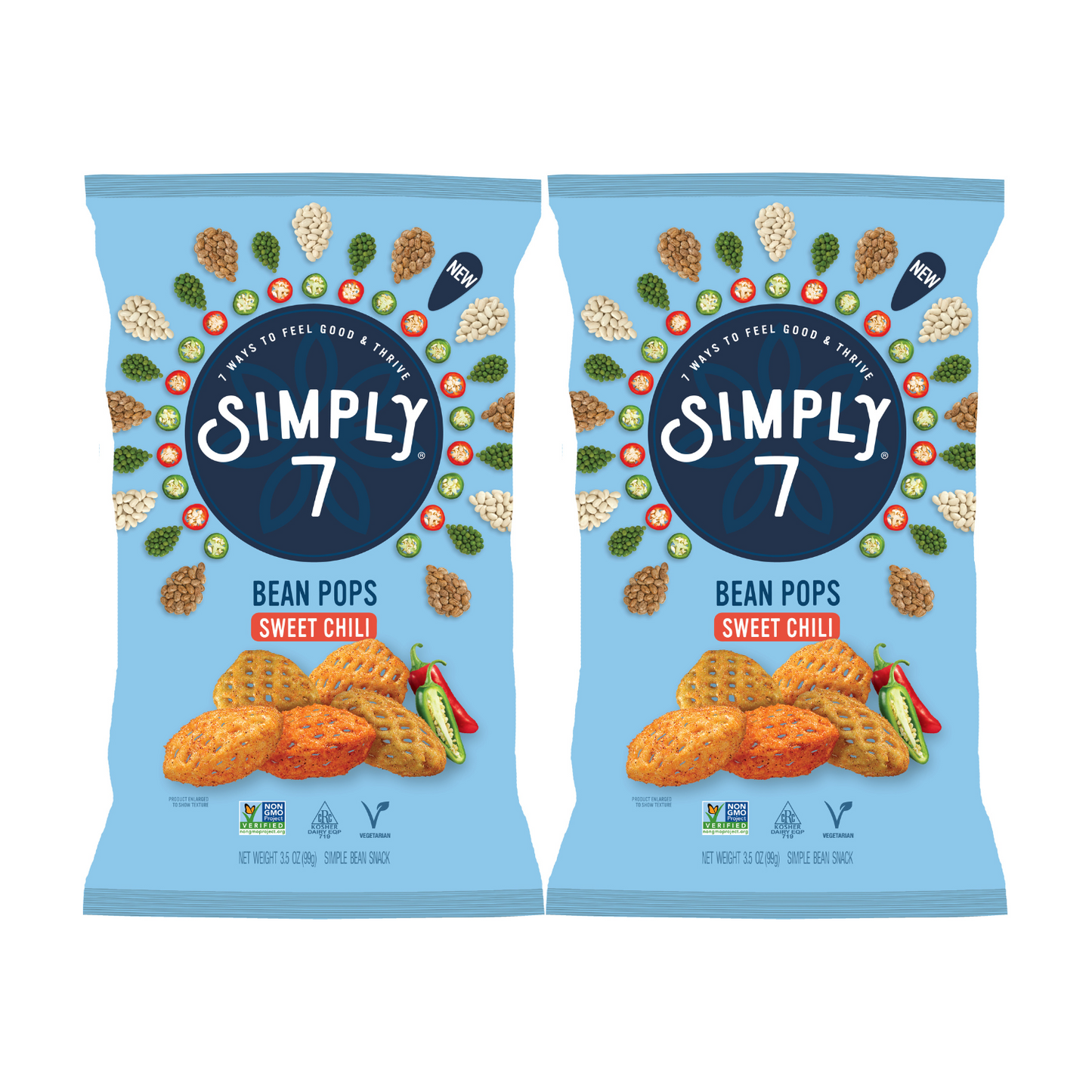 [Bundle of 2] Simply 7 Bean Pops- Sweet Chilli, 99g.