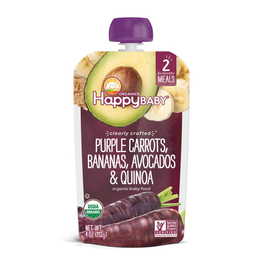 Happy Family Happy Baby Stage 2 Clearly Crafted Meals - Purple Carrots Bananas Avocados & Quinoa, 113g