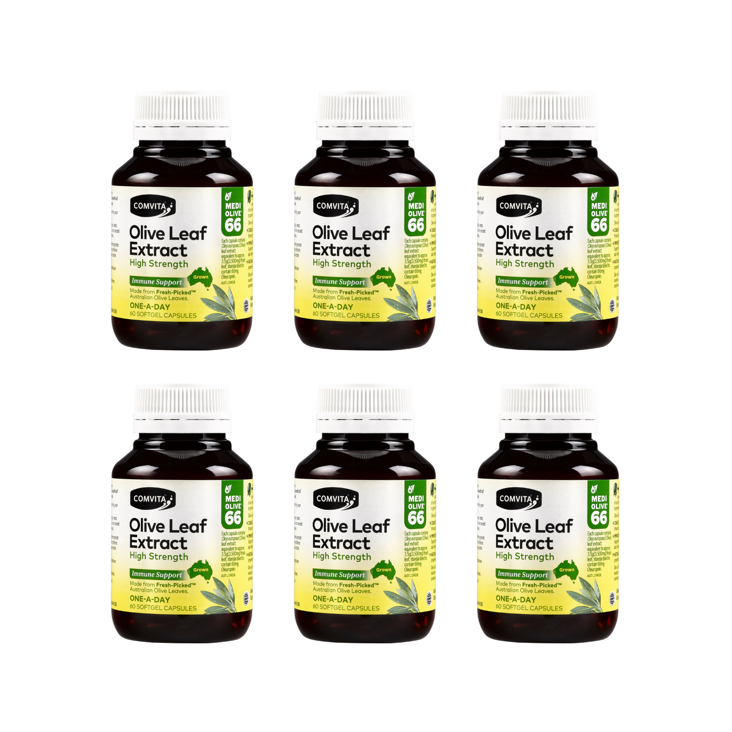 30% Off [Bundle of 6] Comvita Olive Leaf Extract Capsules (High Strength), 60 caps.