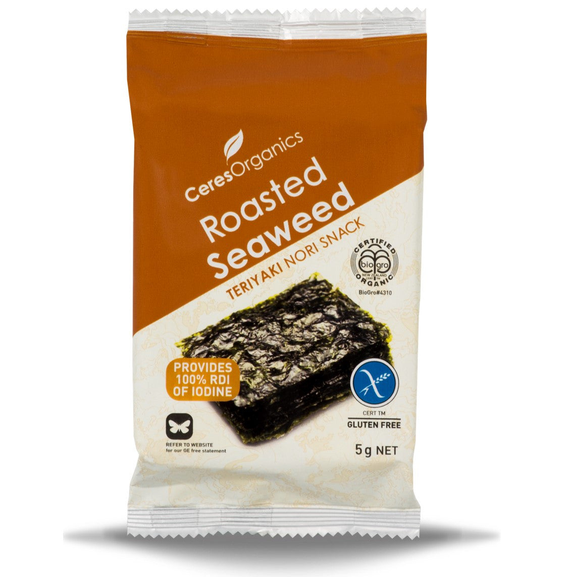 Ceres Organics Roasted Seaweed Nori Snack - Teriyaki, 5 g.-NaturesWisdom