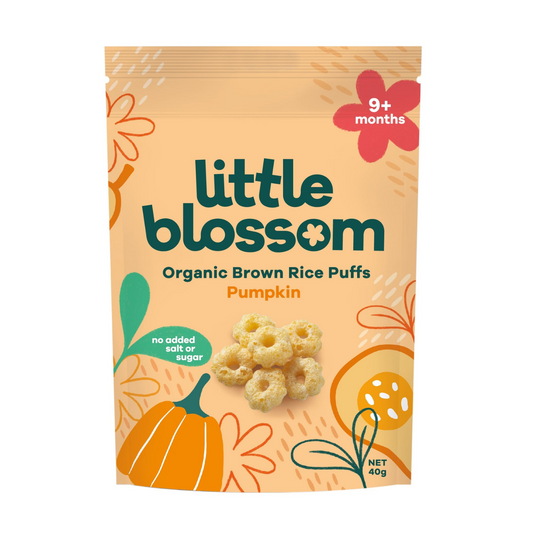 Little Blossom Organic Brown Rice Puffs - Pumpkin, 40g