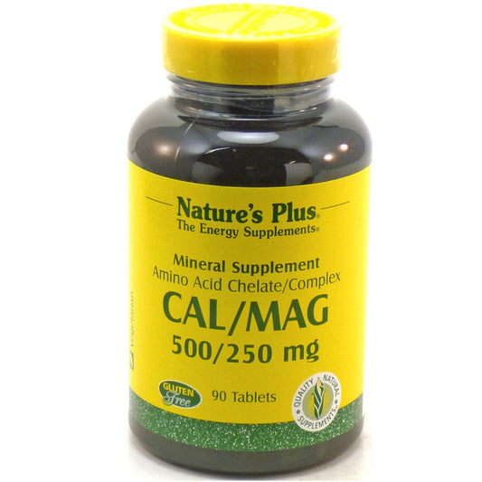Natures Plus Calcium/Magnesium 500/250 mg (Biotron Amino Acid Chelate), 90 tabs.-NaturesWisdom